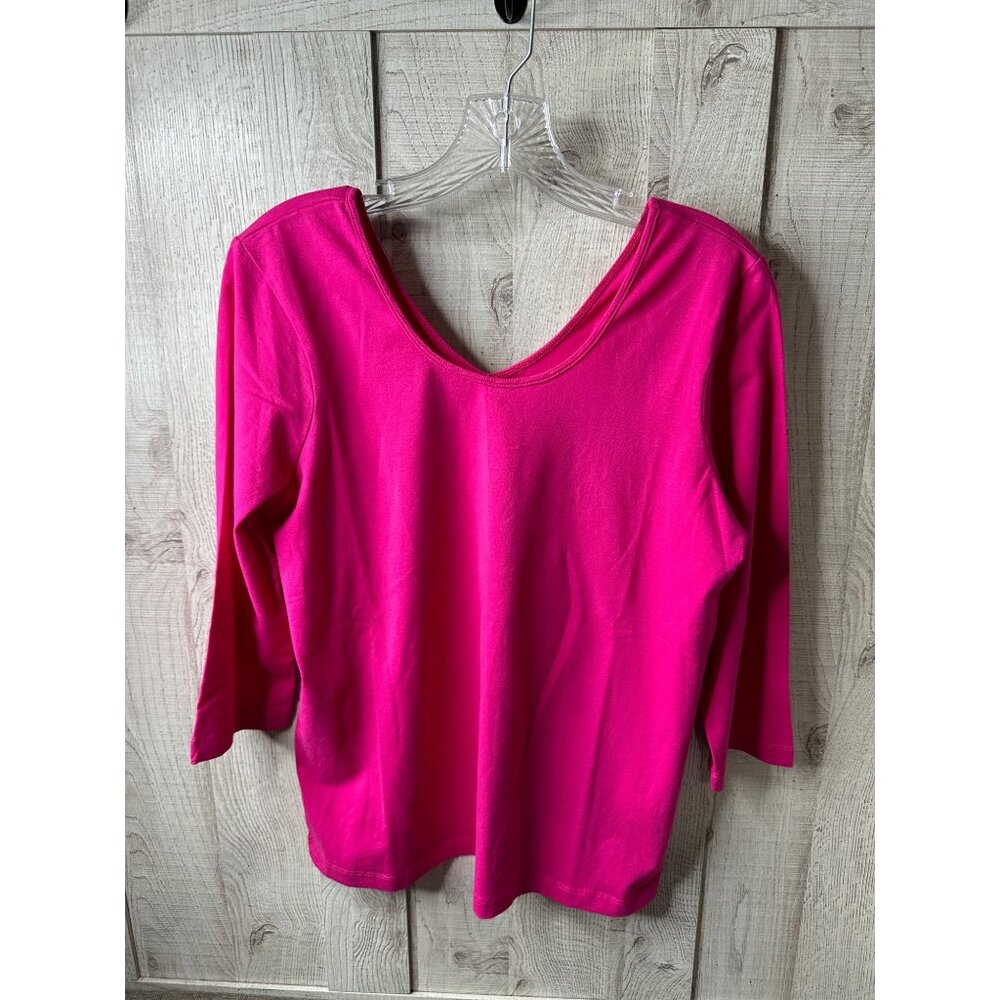 American Sweetheart V-Neck Long Sleeve Top Medium Pink Womens Shirt